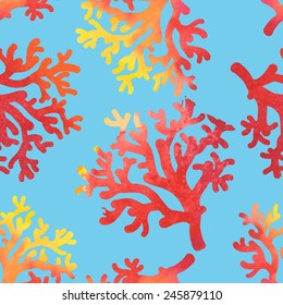 hand drawn decorative watercolor coral