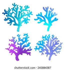 hand drawn decorative watercolor coral