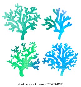 hand drawn decorative watercolor coral