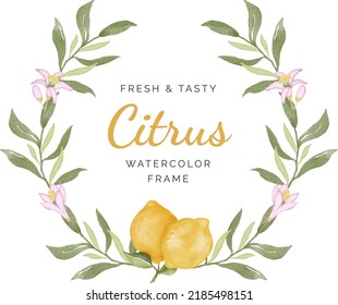 Hand drawn Decorative Watercolor Lemon Frame Illustration