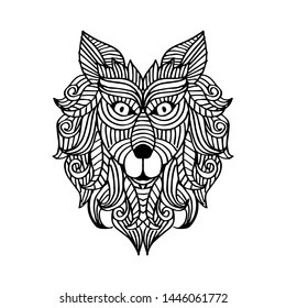 Hand drawn decorative wolf head. 