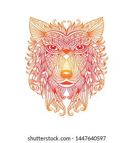 Hand drawn decorative wolf head. 