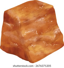 Hand drawn deep orange feldspar mineral illustration