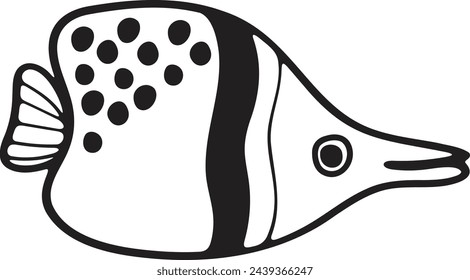 Hand Drawn deep sea fish in flat style isolated on background