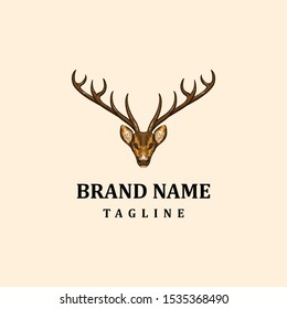 Hand drawn deer head retro logo template