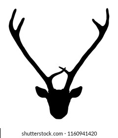 Hand drawn deer head silhouette. Magic vintage vector illustration in black over white. Spiritual art, yoga, boho style, nature and wilderness. T-shirts and tattoo design.