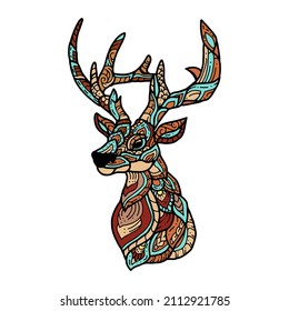 Hand drawn of deer head zentangle arts . vector illustration