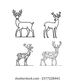 Hand drawn deer outline illustration
