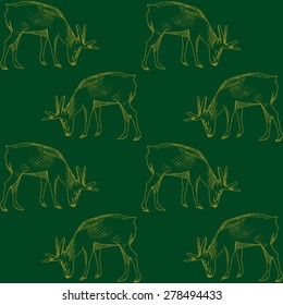 hand drawn deer seamless pattern