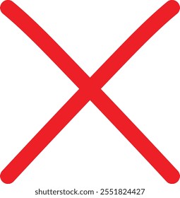 Handgezeichnetes Löschsymbol. Rotes Löschsymbol. Symbol entfernen. Symbolvektor schließen