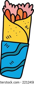 Hand Drawn delicious Burrito illustration isolated on background
