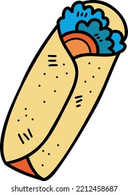Hand Drawn delicious Burrito illustration isolated on background