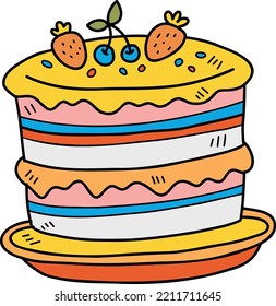 Hand Drawn delicious cake illustration isolated on background