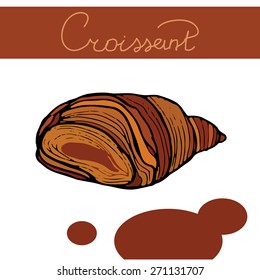 Hand drawn delicious  croissant. Vector illustration
