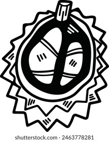 a hand drawn delicious durian illustration in line style