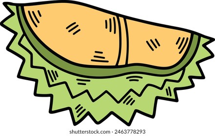 a hand drawn delicious durian illustration in line style