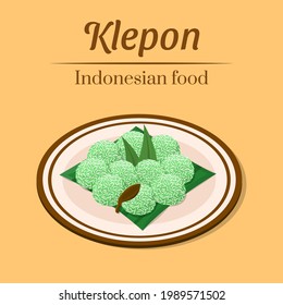 Hand drawn delicious klepon or sweet rice balls snack made from glutinous rice flour with brown sugar filling and are coated with coconuts traditional indonesian food vector design