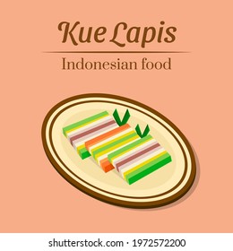 Hand drawn delicious kue lapis traditional indonesian food layers cake vector design