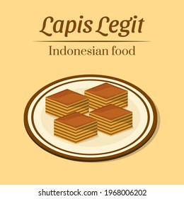 Hand drawn delicious lapis legit traditional Indonesian layers cake vector design