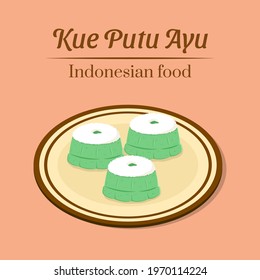 Hand drawn delicious putu ayu cake traditional Indonesian dessert made from wheat flour coconut cream pandan flavor vector stock design