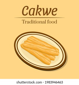 Dibujo a mano deliciosa tajada de cakwe asiático tradicional diseño de vector de comida