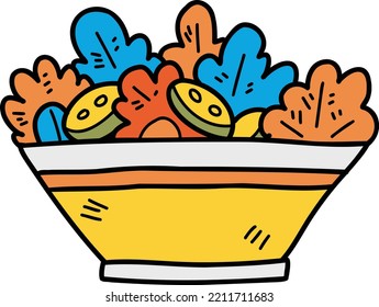 Hand Drawn delicious vegetable salad illustration isolated on background