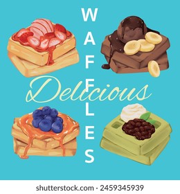 Dibujado a mano delicioso waffle ilustración