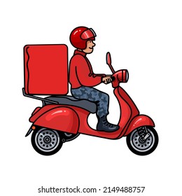 Hand Drawn Delivery Man Riding Red Stock Vector (Royalty Free ...