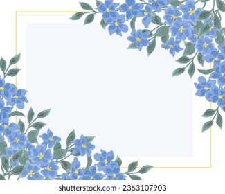 Borde de flor delfino dibujado a mano