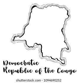 Hand drawn Democratic Republic of the Congo map sketch,vector illustration