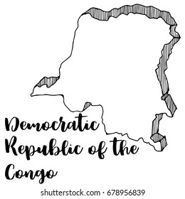Hand drawn of Democratic Republic of the Congo map, vector illustration