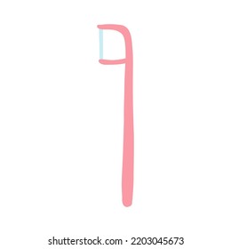 Hand drawn dental floss in cartoon flat style. Vector illustration of twin line dental flosser, dental care concept, oral hygiene