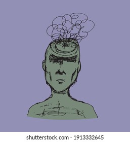 Hand drawn depress guy illustration concept