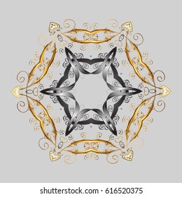 Hand drawn design with abstract winter doodles. Vector Merry Christmas and Happy New Year lettering quote. Snowflakes on gray background poster.