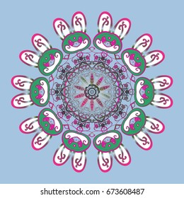 Hand drawn design with abstract winter doodles. Merry Christmas and Happy New Year lettering quote. Abstract vector snowflakes on colorful background seamless pattern.