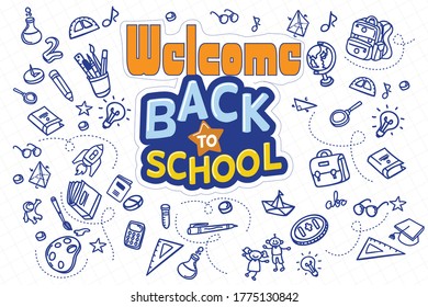 Hand drawn design back to school concept Vector