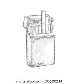 Hand drawn design of cigarette pack illustration.