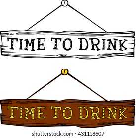  Hand drawn design element. engraving style. Vector illustration. Invitation to a party - time to drink. 