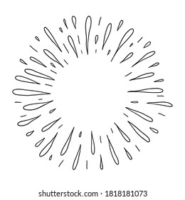 Hand drawn design element - starburst doodle, explosion, sun burst.  Vector sketch illustration.