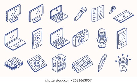 Hand drawn design elements brushes tools and artistic supplies for digital content creation
