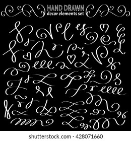 Hand drawn design elements. Calligraphy elements. Beautiful  set of swirls.