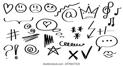  Hand Drawn Design Elements Collection. hand drawn scribble set vector illustration