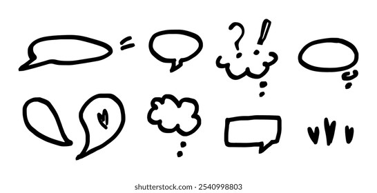 Hand drawn design elements. rough speech bubbles and icons. sign symbol with scribble. Vector grunge graphic elements. Street art texture hand drawn marker.