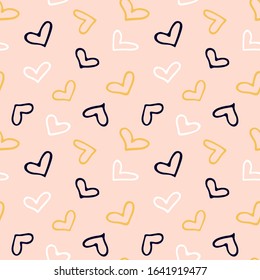 Hand drawn design elements. Seamless pattern of hearts. Vector illustration. Declaration of love. I love you. Valentine's day greeting card with a heart. 