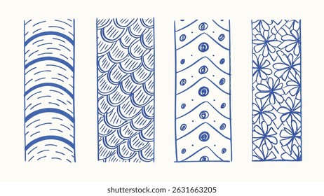Hand drawn design elements seamless patterns floral motifs and geometric shapes for wallpaper and textile design