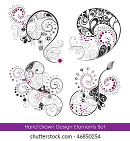 Hand drawn design elements set. You can change colors and use it to create your own composition.