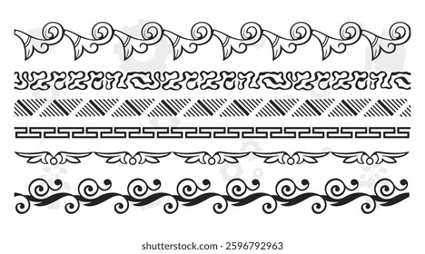 hand drawn design elements such as text dividers, borders with flourishes, frames, ribbons, doodle flowers, leaves and hearts etc. Vector black and white llustration for your design.