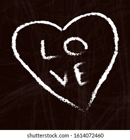 Hand Drawn Design Elements for Valentine's Day. Chalk and Coal Style. Doodle Heart. Love Symbol