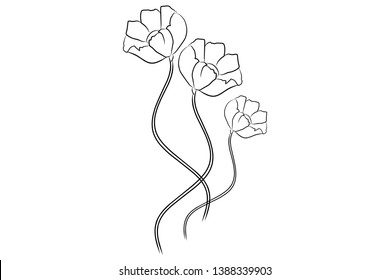 hand drawn design Floral set flowers, leaves  elements in sketch style. Perfect for invitations, greeting cards, tattoo, prints Vector illustrations
