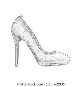 Hand drawn design of high heel illustration.